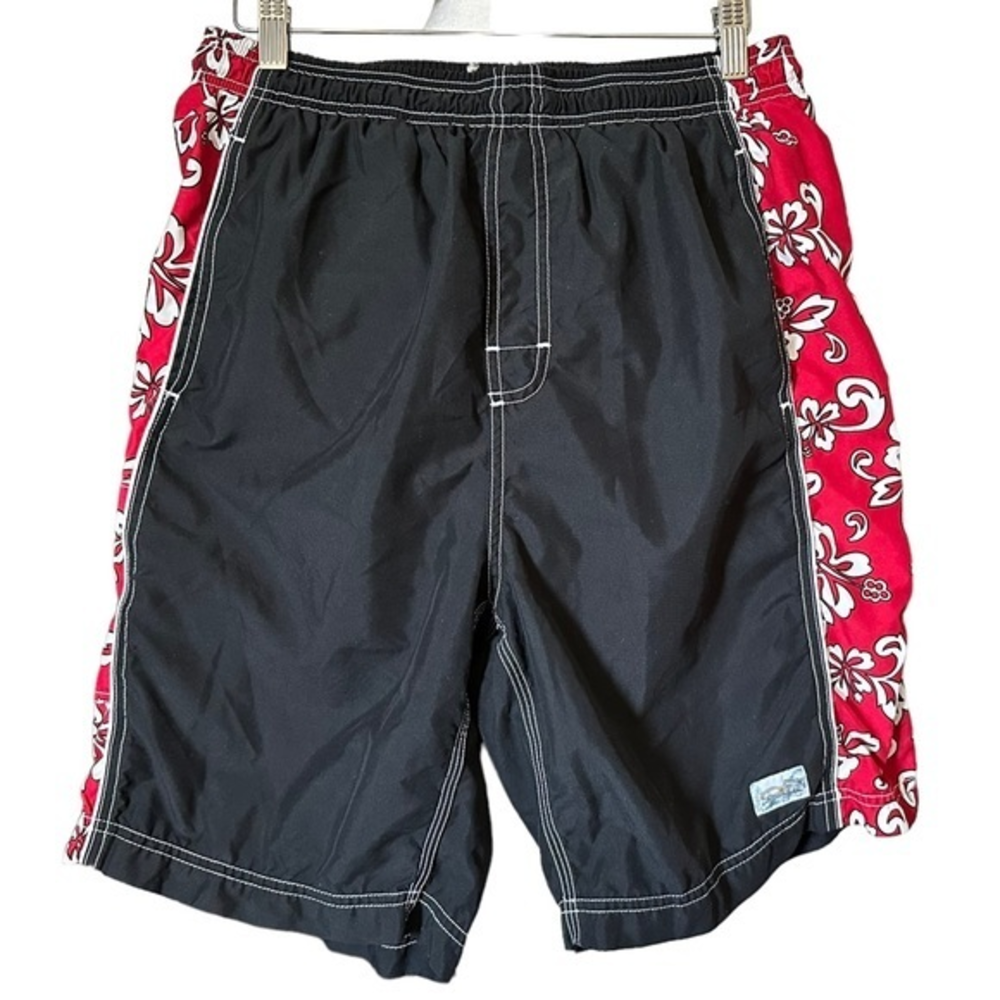 OP Ocean‎ Pacific Sport Lined Swim Trunks Shorts Navy Tropical Size L